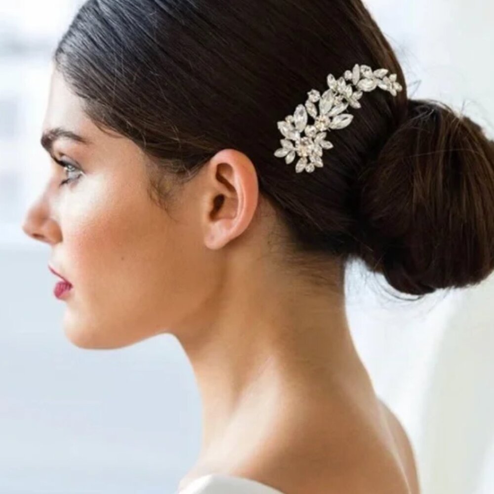 Brides and Hairpins Cameo Combo Hair Comb Pin (Silver) for Wedding!